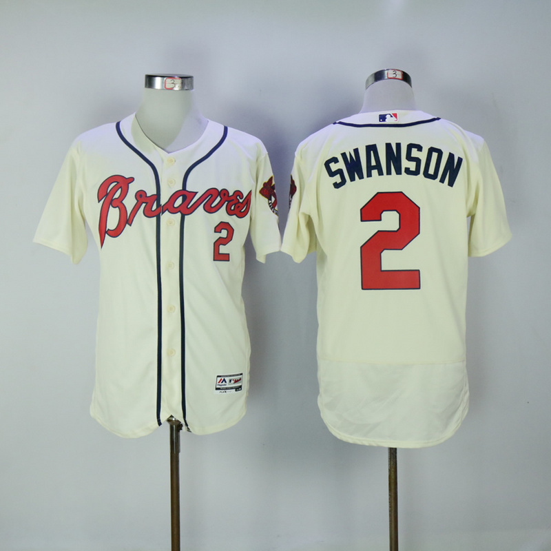 2017 MLB FLEXBASE Atlanta Braves  #2 Swanson white jerseys 2->atlanta braves->MLB Jersey